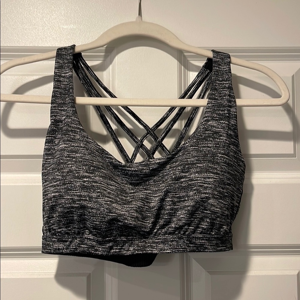 Gray Strappy Sports Bra